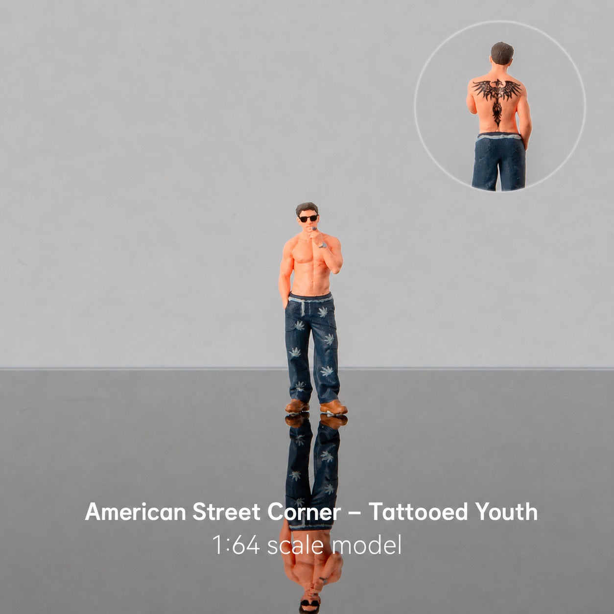 1:64 American Street Scene Miniature Diorama Series - Tattooed American Street Youth Figure