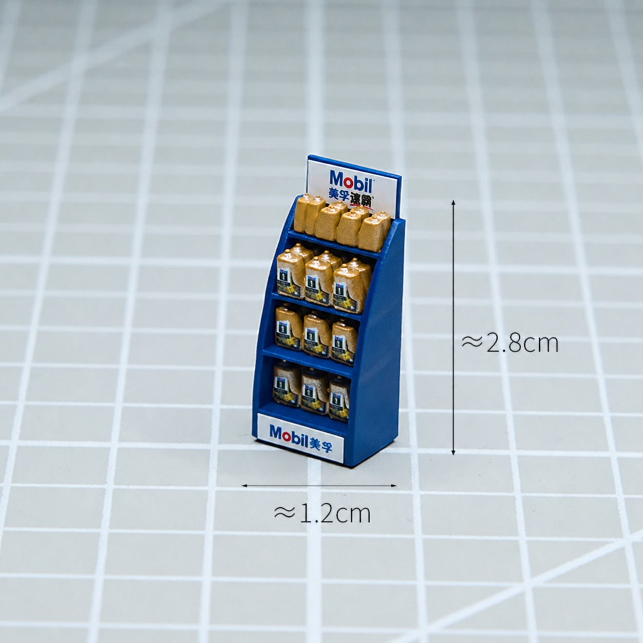 1:64 Auto Repair Shop Miniature Diorama Prop Series B & C - Blue Oil Rack with Four Shelves of Oil Prop Set