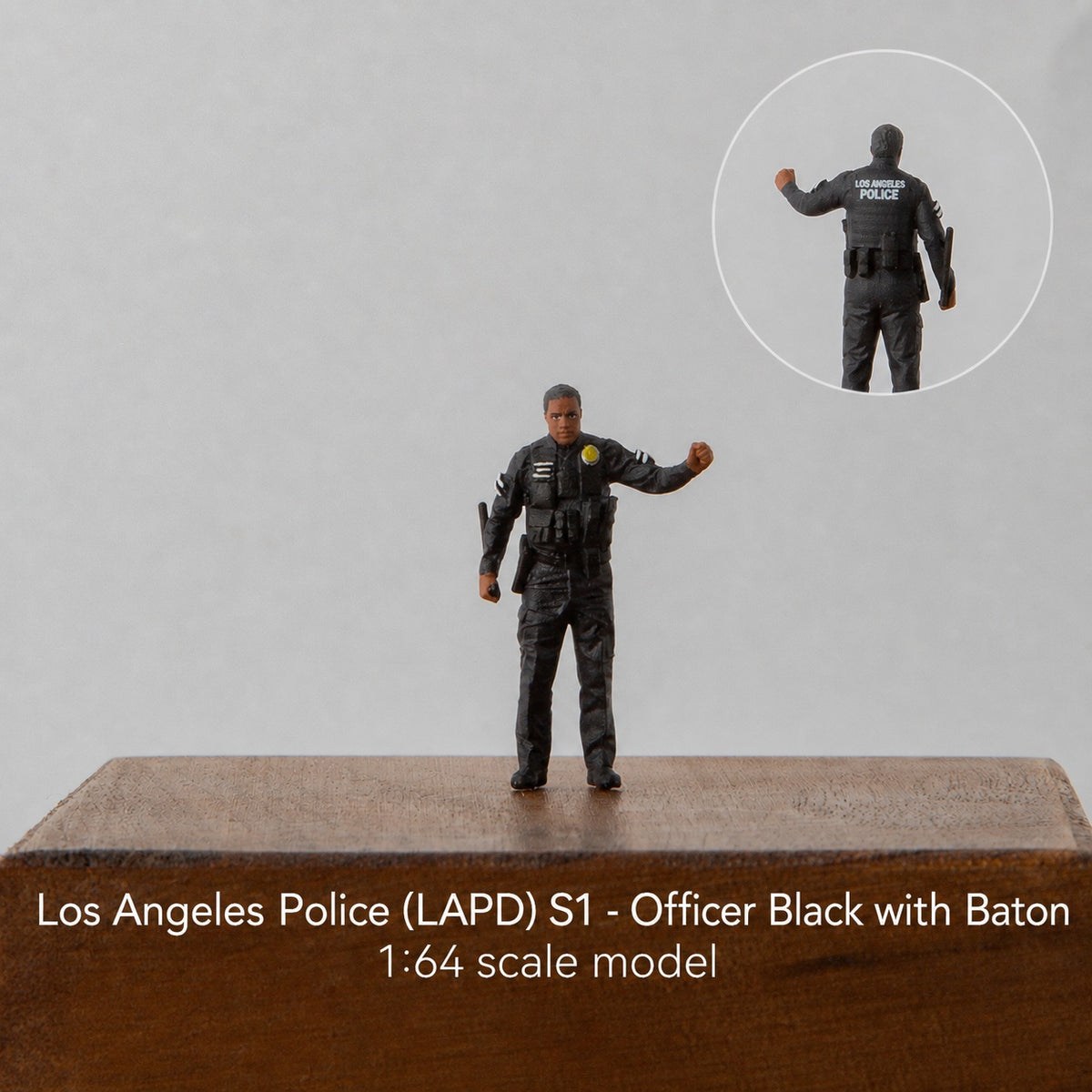 1:64 LAPD S1 Miniature Figure & Prop Series - LAPD S1 Black Officer with Baton Figure