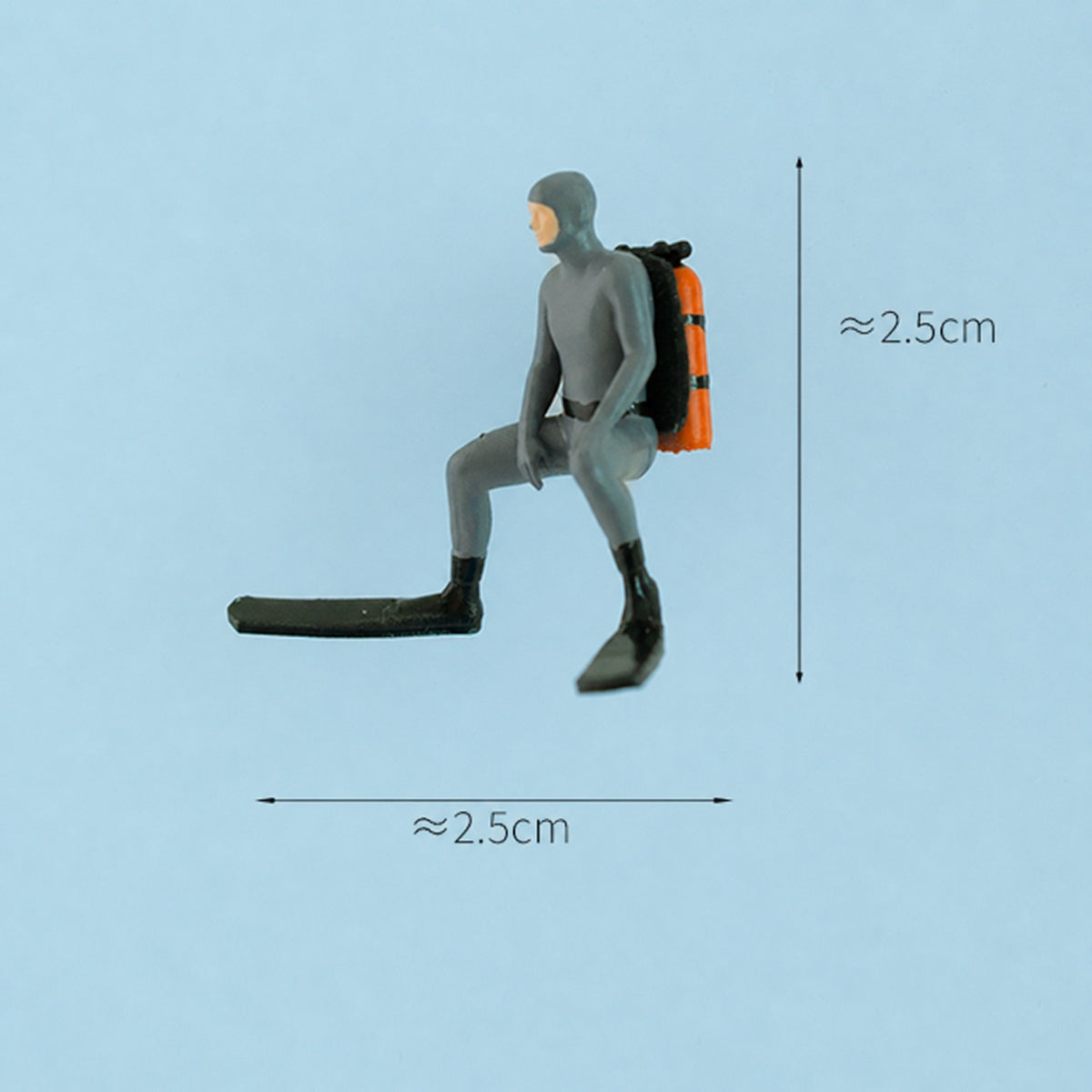 1:64 Scuba Diving Miniature Figure Series - Seated Man in Gray Diving Suit Figure