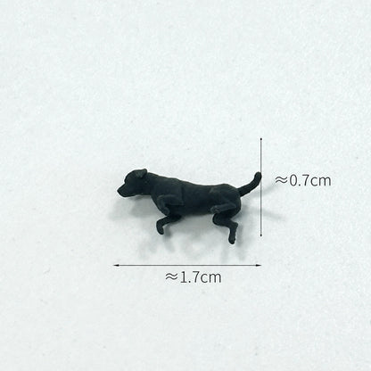 1:64 Cats & Dogs Miniature Animal Figure Series - Black Labrador in Lying Pose Figure
