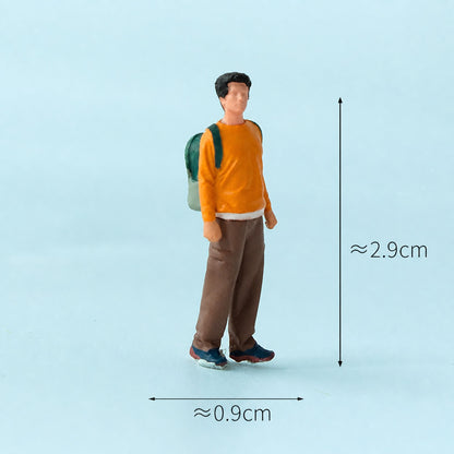 1:64 Hiking & Outdoor Adventure Miniature Figure Series - Standing Man in Yellow Top with Backpack Figure