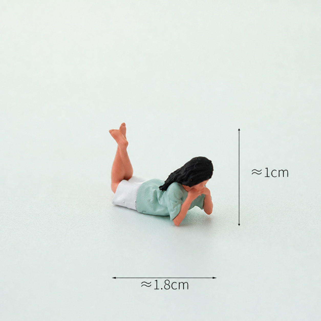 1:64 Tent Camping Miniature Diorama Series - Prone Woman in Light Blue Top Reading with a Book Figure