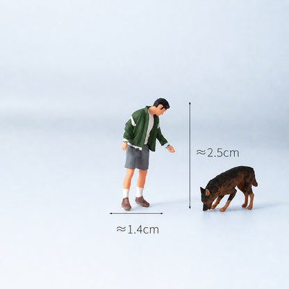 1:64 Everyday Street Scene Miniature Figure Series - Standing Man in Green Varsity Jacket Figure