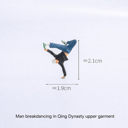 1:64 Dance Arcade Miniature Diorama Series - Male Dancer in Navy Top Performing a Handstand Figure