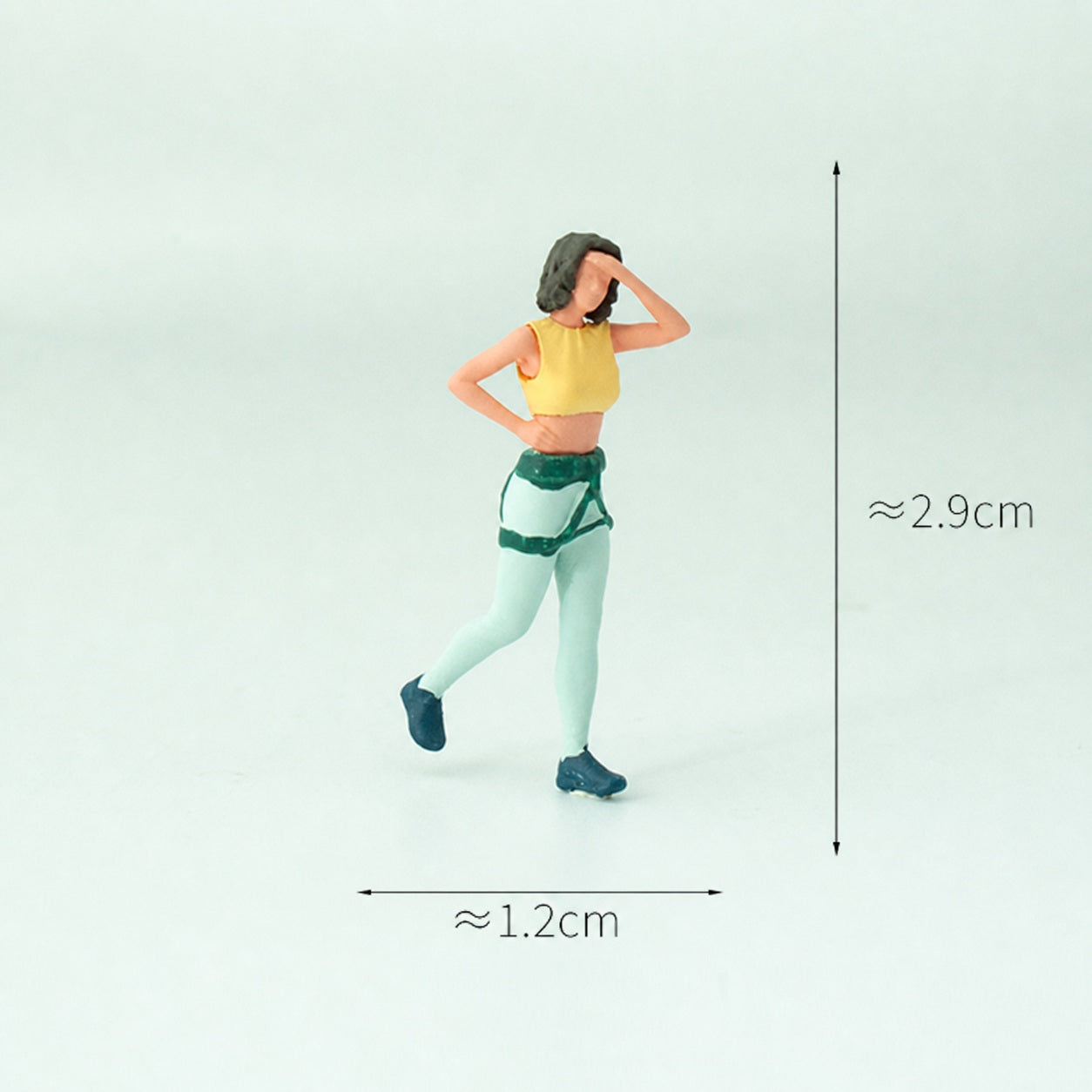 1:64 Rock Climbing Miniature Figure Series - Standing Woman in Yellow Top Looking Up Figure