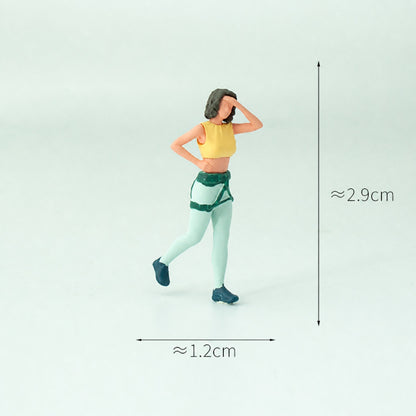 1:64 Rock Climbing Miniature Figure Series - Standing Woman in Yellow Top Looking Up Figure