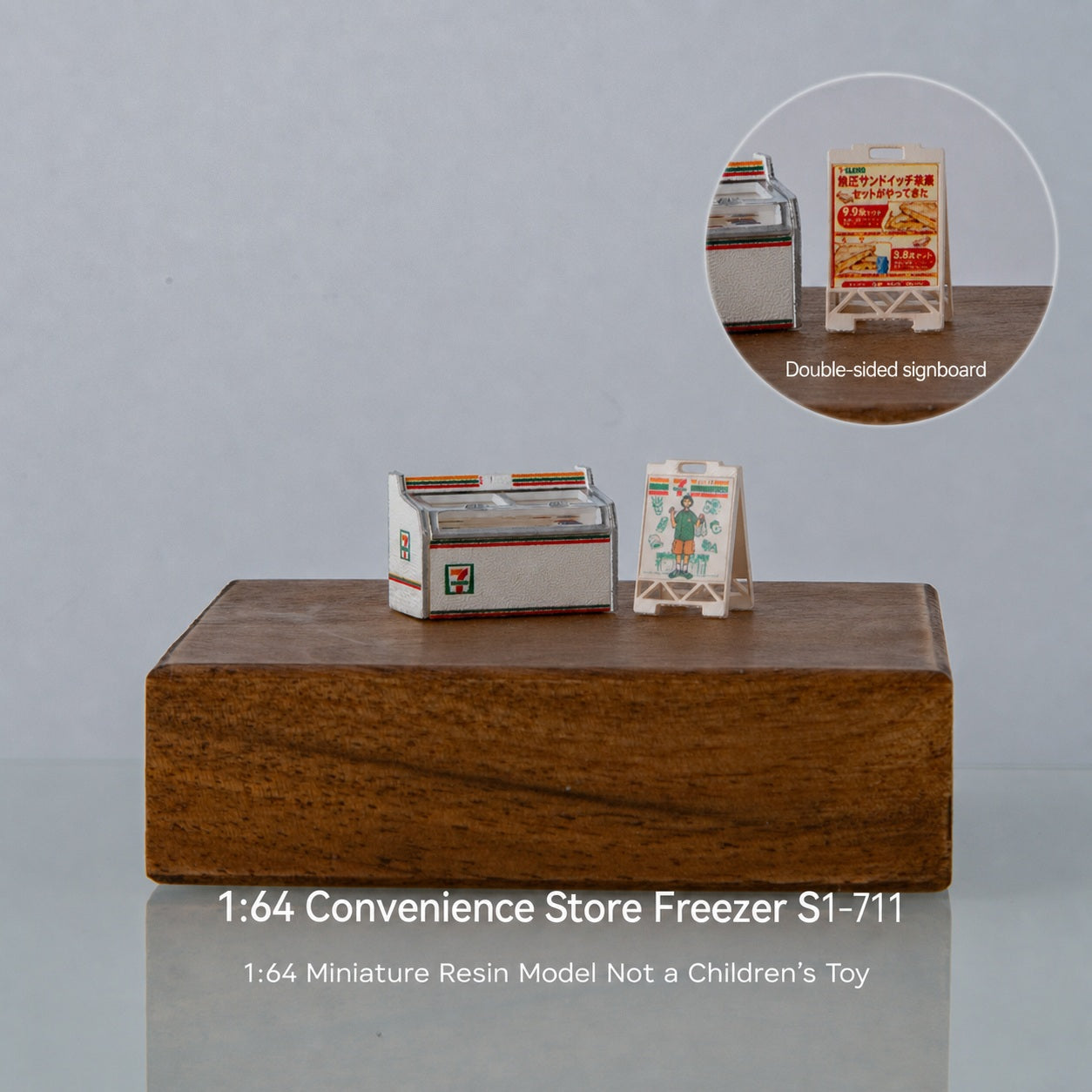 1:64 Convenience Store Freezer S1 Miniature Diorama Prop Series - 7-Eleven Convenience Store Freezer Diorama Prop