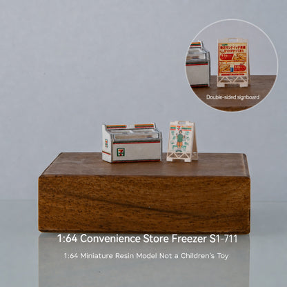 1:64 Convenience Store Freezer S1 Miniature Diorama Prop Series - 7-Eleven Convenience Store Freezer Diorama Prop