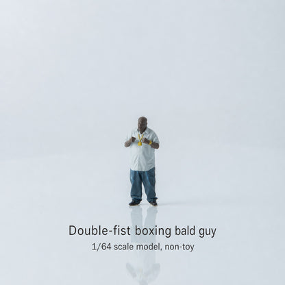 1:64 West Coast Hip-Hop Street Miniature Figure Series - Bald Black Man with Both Fists Clenched Figure