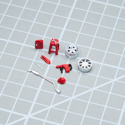 1:64 Auto Repair Shop Miniature Diorama Prop Series B & C - Auto Repair Tool 10-Piece Prop Set