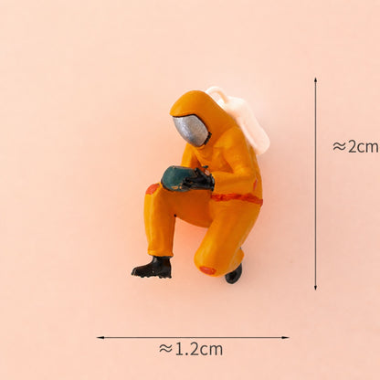 1:64 Environmental Inspection Miniature Figure Series - Man in Orange Hazmat Suit Reaching Down Figure